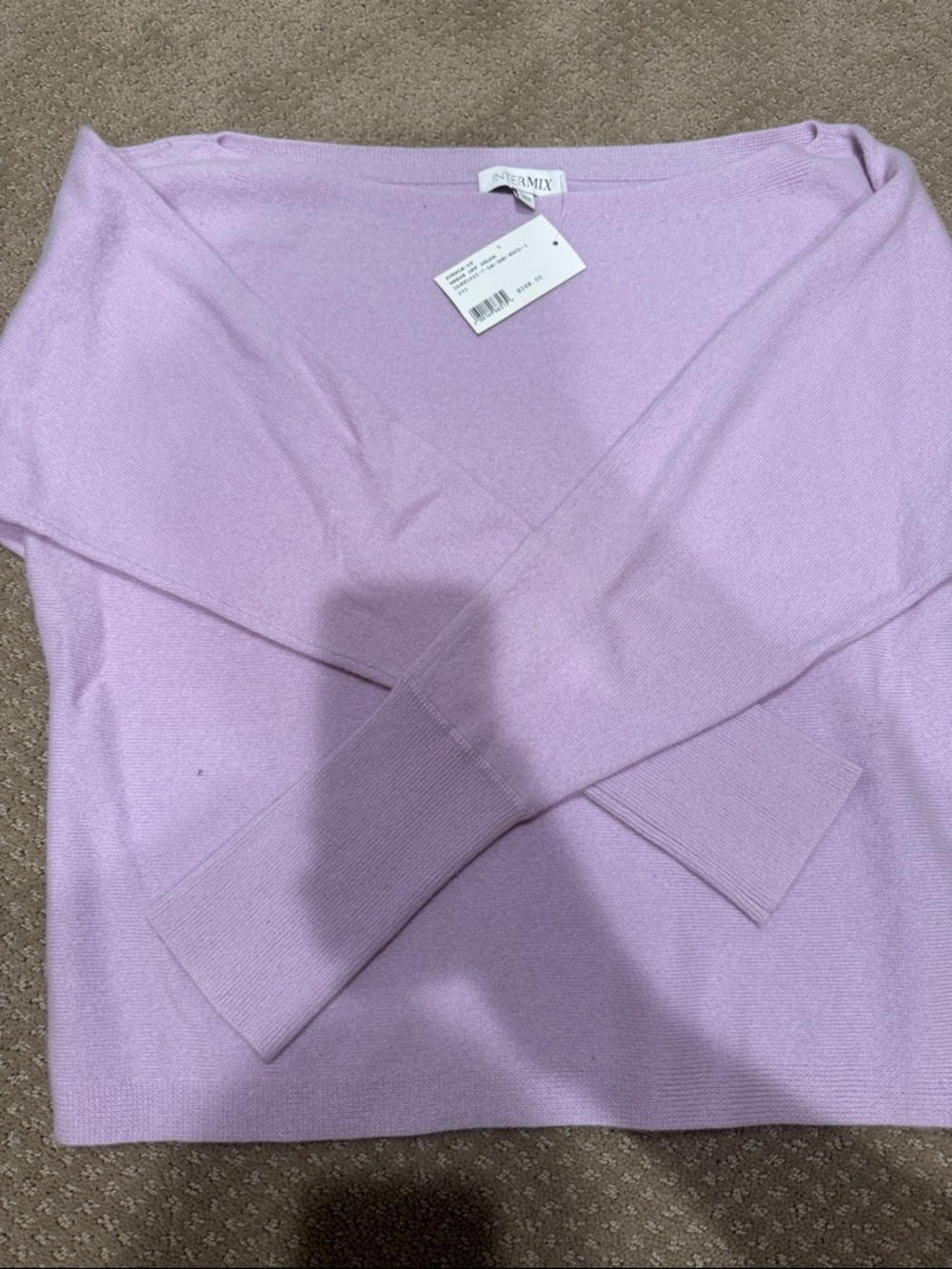 Intermix Lilac Off Shoulder Cashmere Sweater -NWT